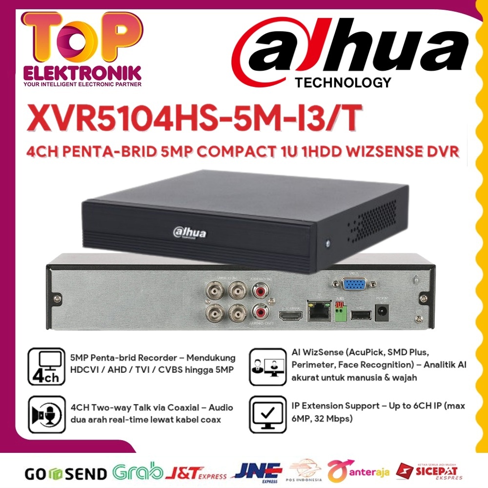 DVR DAHUA 4 CHANNEL XVR5104HS-5M-I3/T WIZSENSE CCTV 4CH 5MP