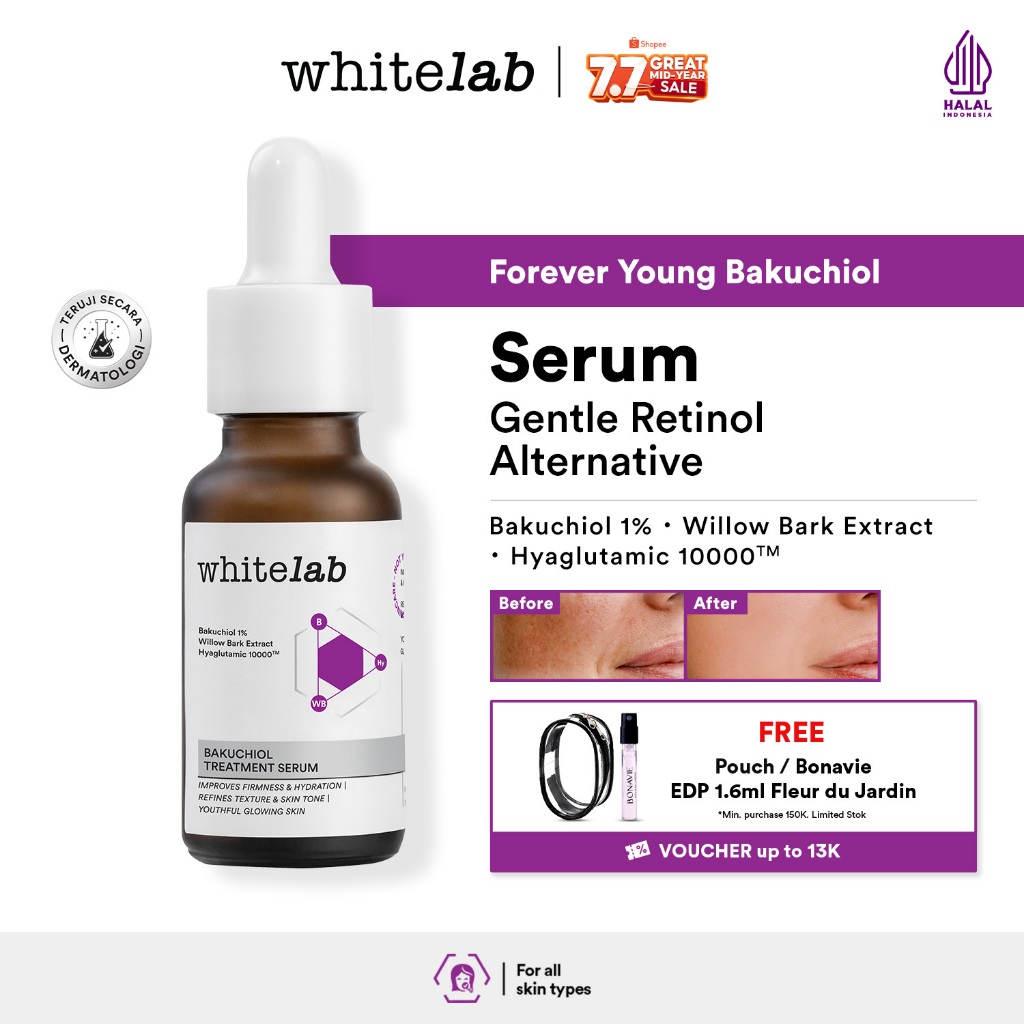 Whitelab Bakuchiol Treatment Serum - Atasi Jerawat dan Bruntusan Alternatif Retinol dengan Bakuchiol