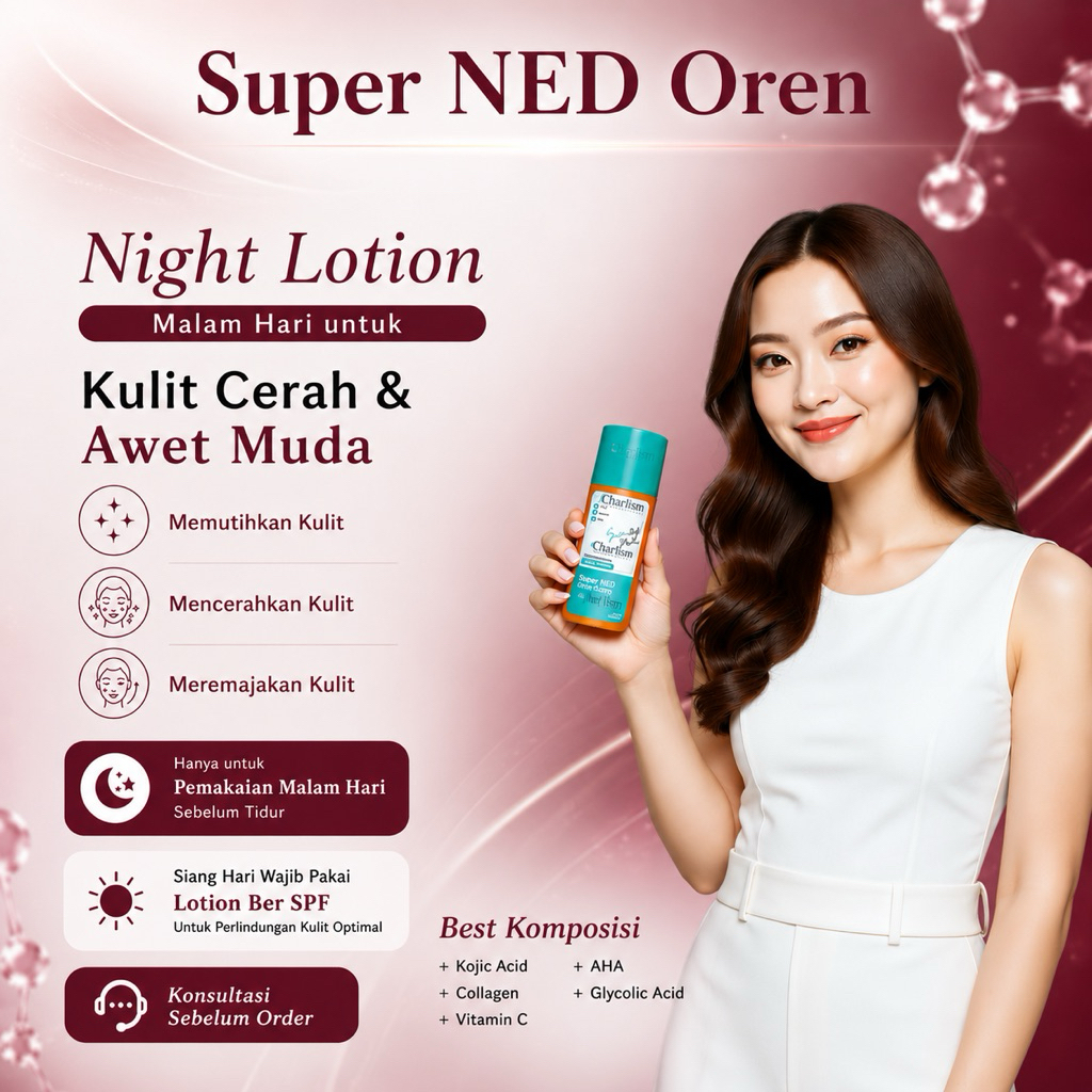 NED WHITENING NIGHT LOTION  | AHA WHITENING NIGHT LOTION | LOTION NED ROYYAL SKINCARE | FOEVER FARMA