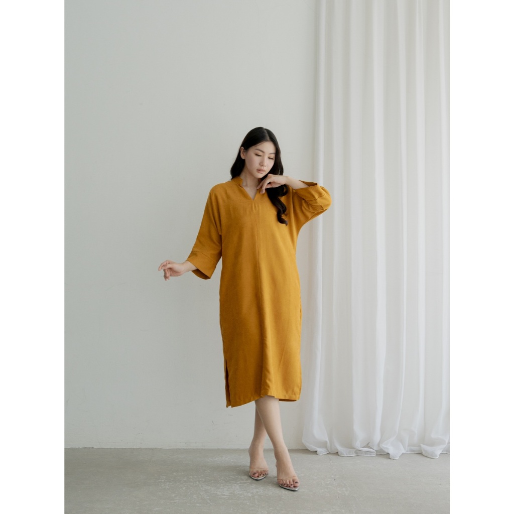 LUZEA Dania Midi Dress | Tunik Polos Panjang | Basic Wanita non Busui | Casual Kekinian Terbaru