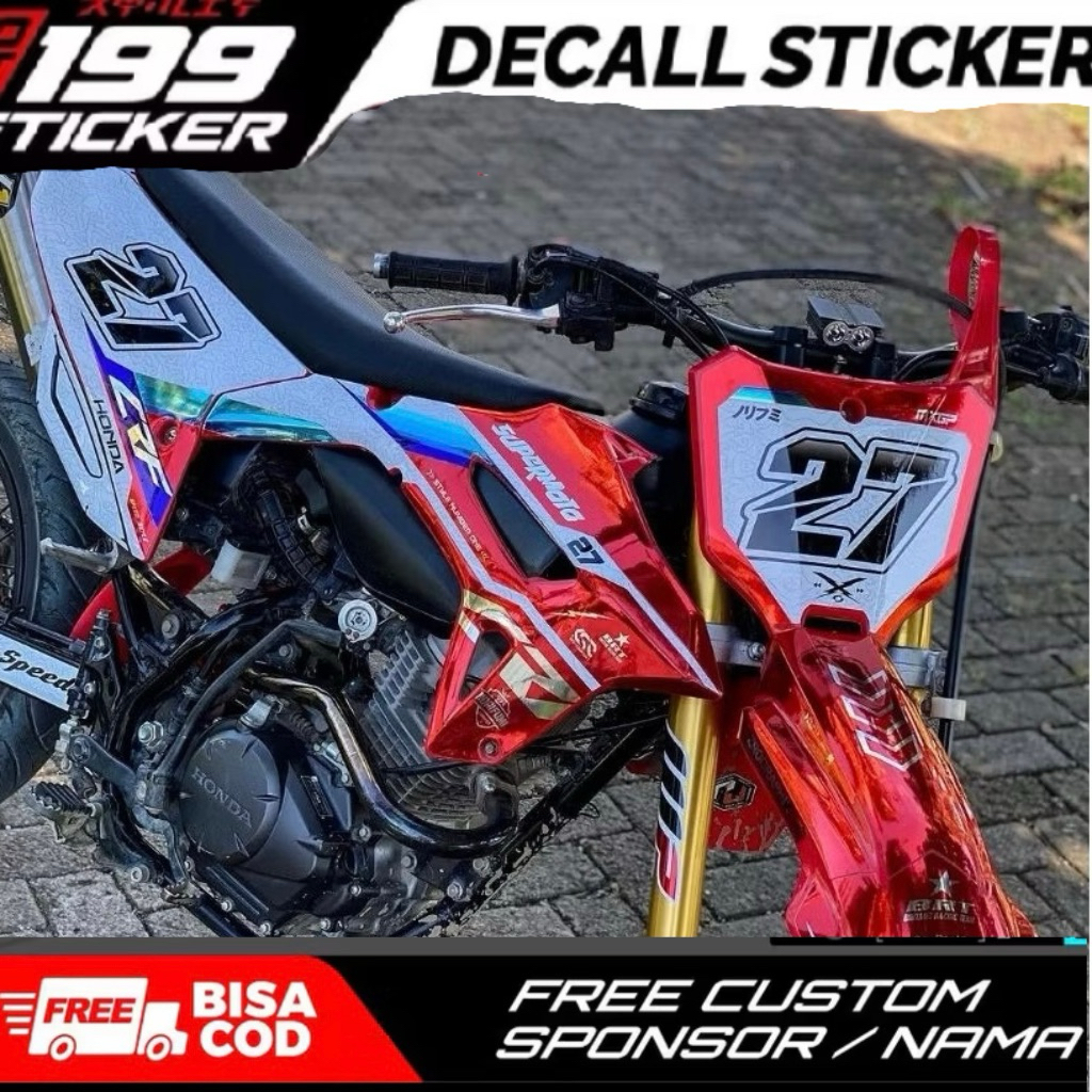 199sticker motor crf450 keren merah putih