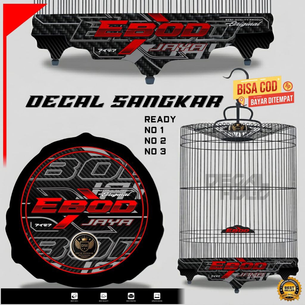 sticker decal sangkar burung murai NO2 ebod jaya motif carbon merah