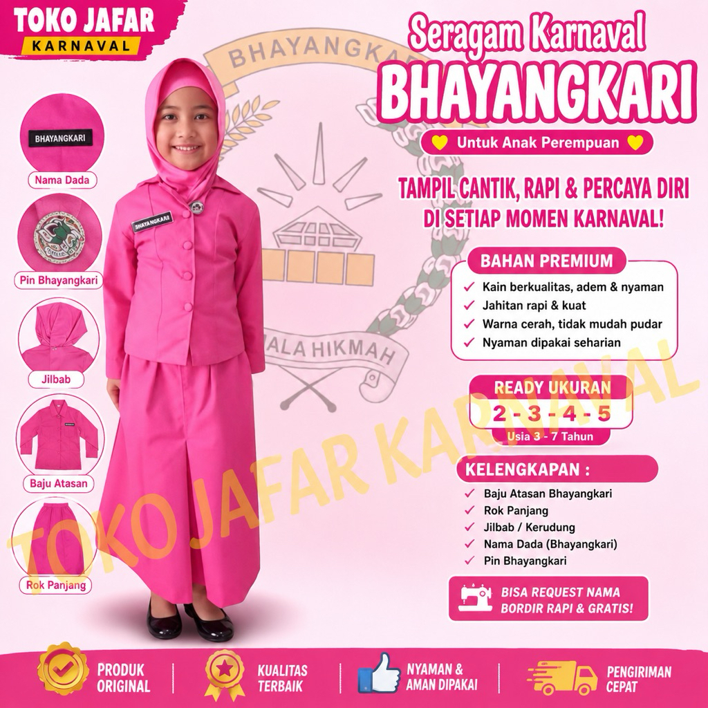 SERAGAM PSH BHAYANGKARI HIJAB ANAK PEREMPUAN/ BAJU PSH BHAYANGKARI HIJAB ANAK PAUD-TK-SD BAHAN OXFOR