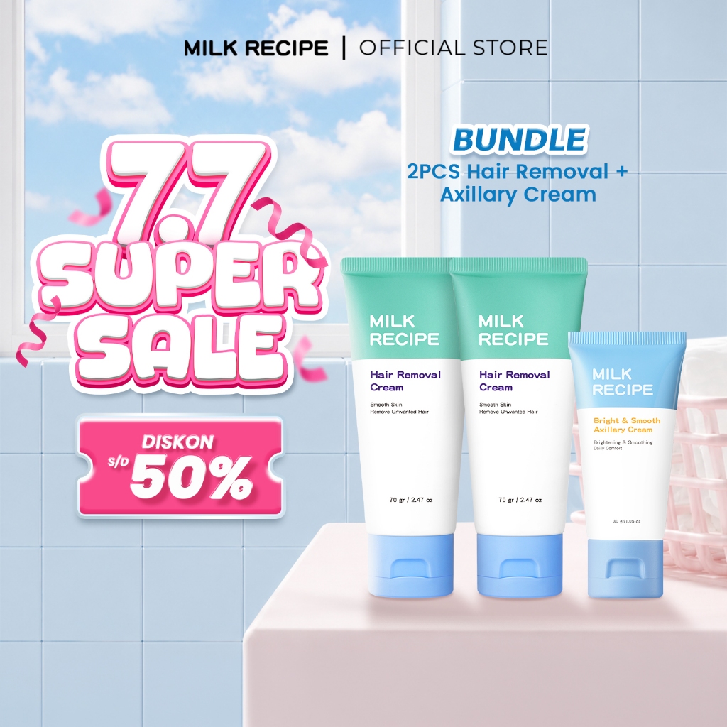 Milk Recipe Bundle 2Pcs Hair Removal + Axillary Cream - Paket Krim Pencerah Ketiak Glowing Untuk Mer