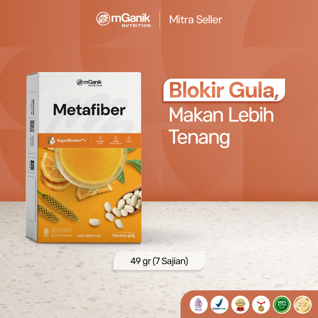 mGanik Metafiber 7 Sachet Jeruk Yuzu - Suplemen Serat Diabetes Herbal Alami