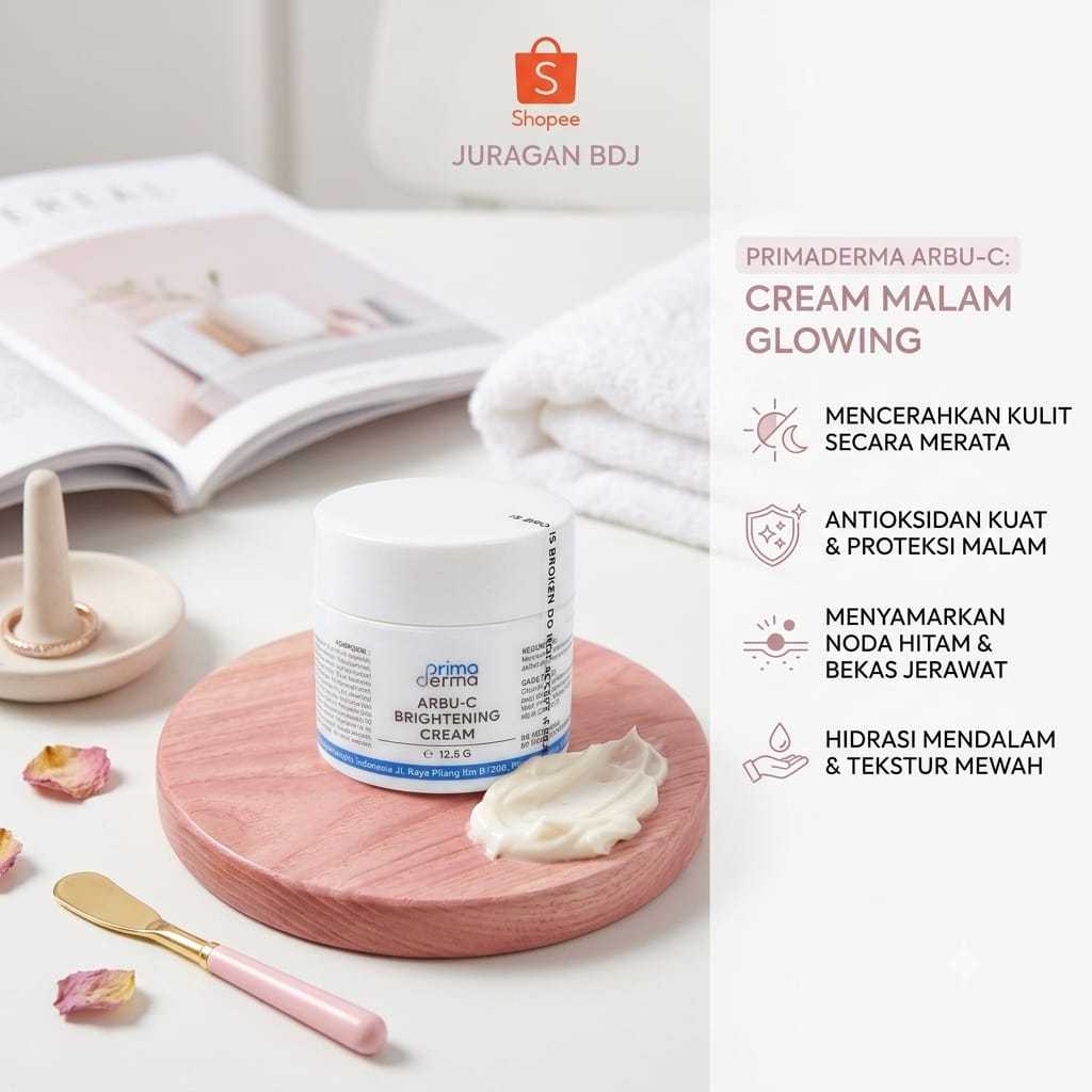 CREAM MALAM ARBU C WHITENING || ARBU C BRIGHTENING CREAM PRIMADERMA ALPHA ARBUTIN ATASI FLEK , MENCE