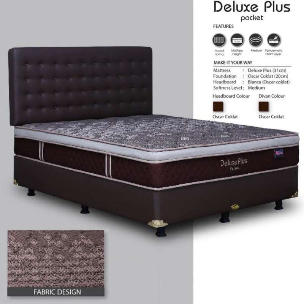 Springbed Central Deluxe Pocket 180x200 cm Coklat