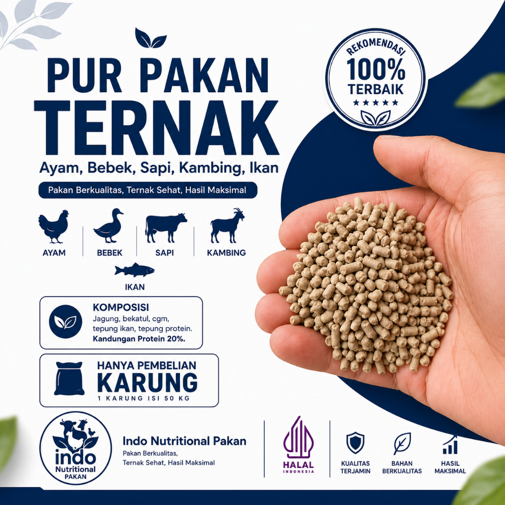 Pelet Pakan Ternak 50kg - Meningkatkan Nafsu Makan, Optimalisasi Pertumbuhan, Untuk Sapi & Kambing