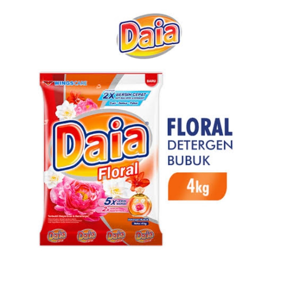 Daia Deterjen Bubuk + Softener wangi kemasan jumbo 4 kg