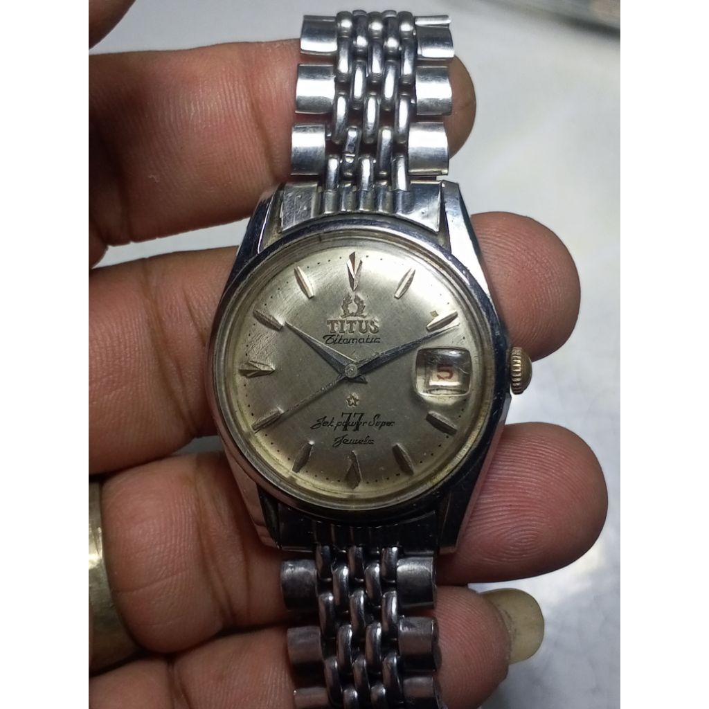 Jam Tangan Automatic Titus Titomatic Jet Super Power 77 Jewels Rare