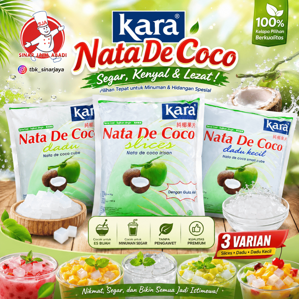 Nata de Coco Kara Dadu ,Slice, Dadu kecil - Cemilan ,Segar