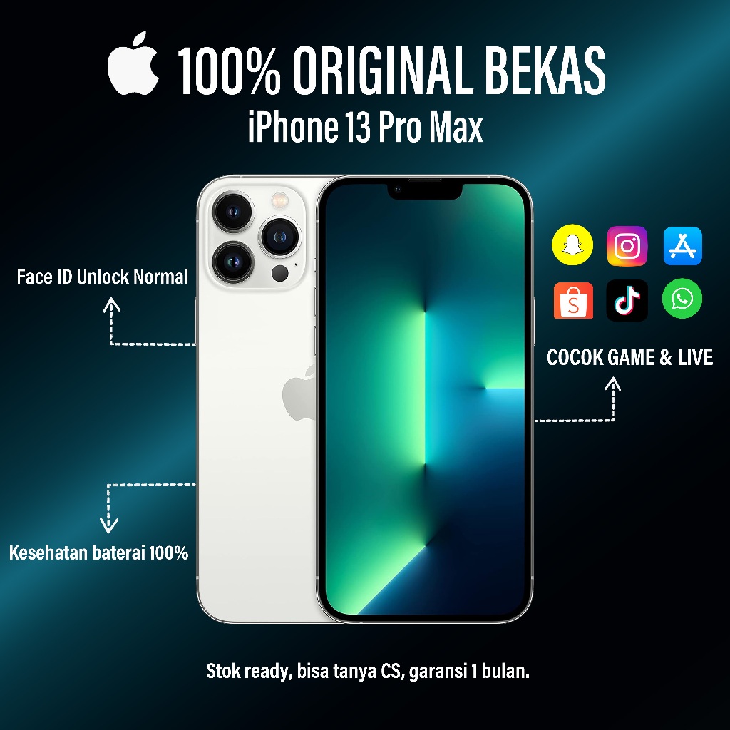 iPhone 13 ProMax 128GB/256GB/512GB/1TB Second Mulus Fullset Original Ex inter ORI 100%