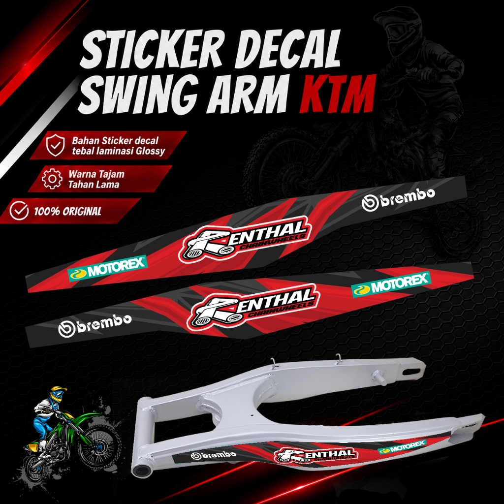 Stiker Sticker Decal Swing Arm KTM Lislas Trail Supermoto Universal Variasi Warna kiri kanan KLX CRF