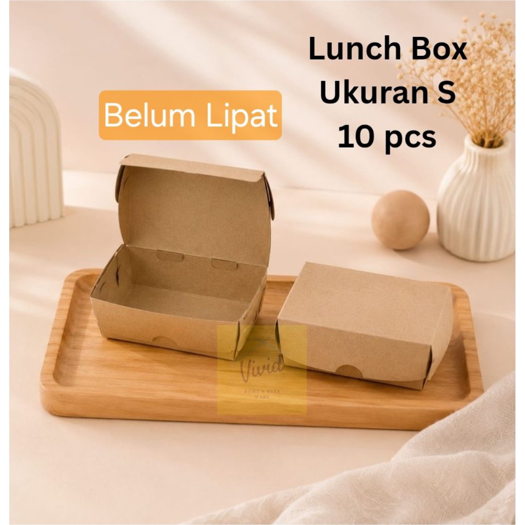 [10 PCS] Paper Lunch Box S Kraft Laminasi - Lunch Box S Coklat - Kotak Kertas S - Paper Box S - Kota