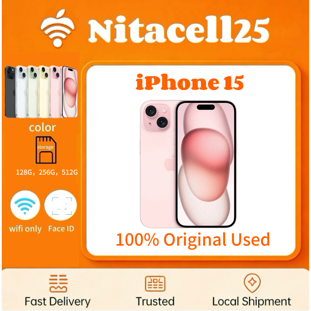 IPHONE 15 WIFI ONLY BYPASS 128GB/256GB/512GB Bekas Second Original Mulus Fullset Game/Live/Merekam V