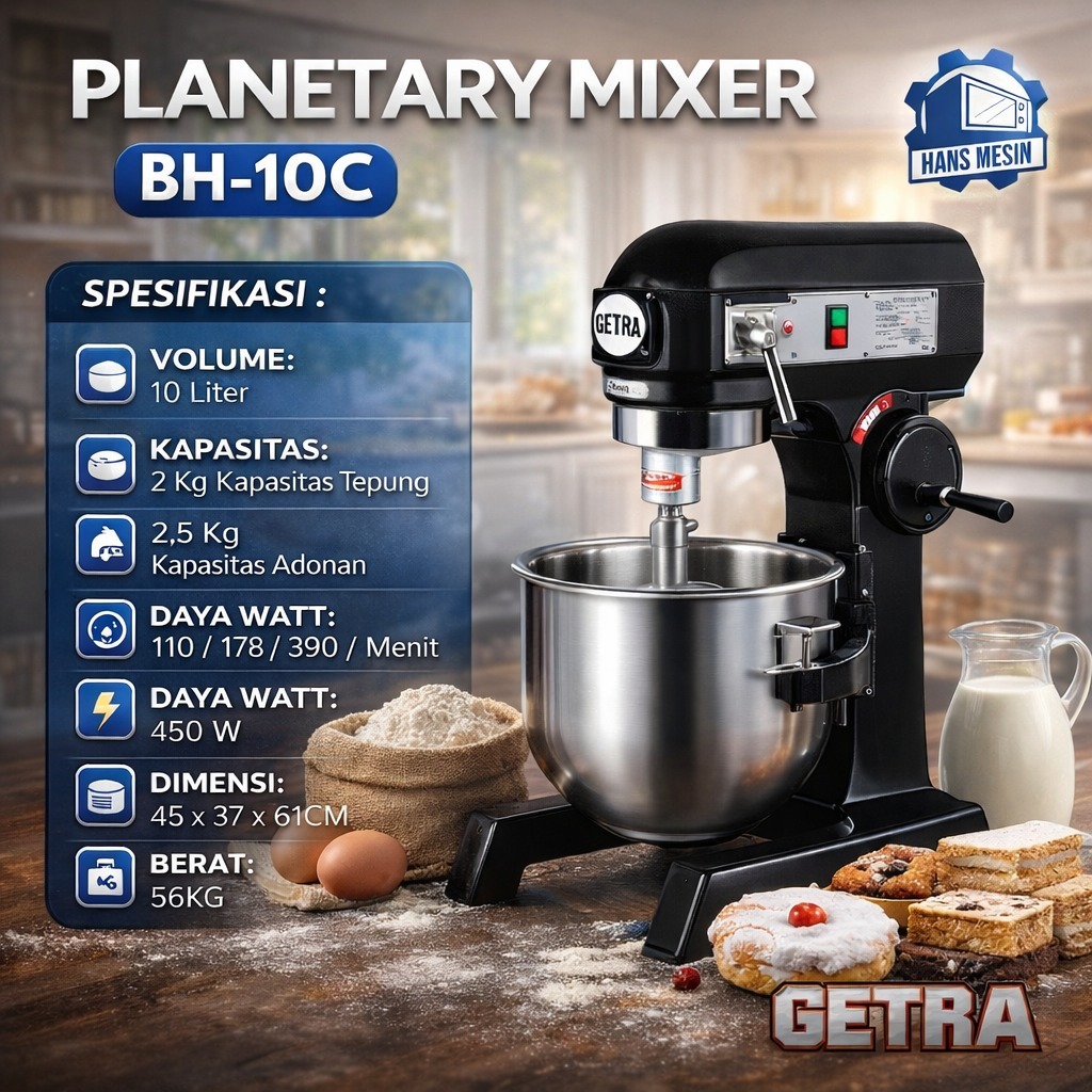 GETRA MIXER KUE 10 LITER / PLANETARY MIXER GETRA BH-10C
