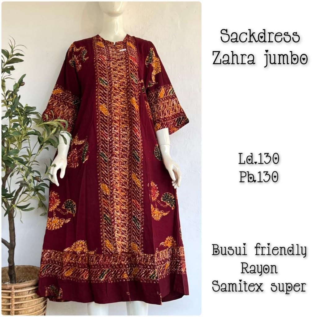 Sackdress Zahra Jumbo Bunga Batik Cap