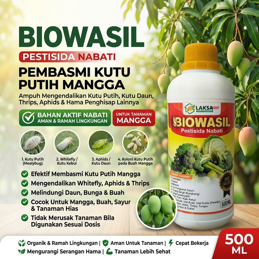 BIOWASIL 500 ML Pestisida Kutu Putih Mangga Paling Ampuh Obat Pembasmi Kutu Putih Tanaman Insektisid
