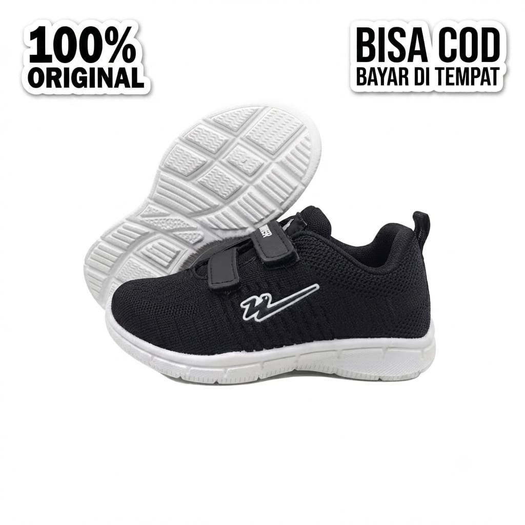 Sepatu Runner Perekat Warna Hitam Putih Original