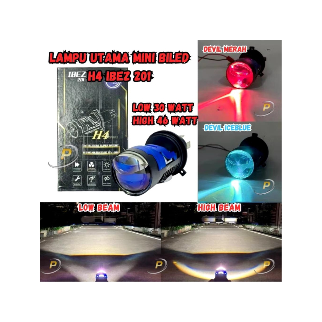 Ibez 201 - Lampu H4 Cahaya Mini Biled Purple Lens