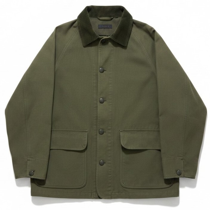UNIQLO - Utility Short Blouson Barn Jacket Olive Green Work Wear Corduroy Collar