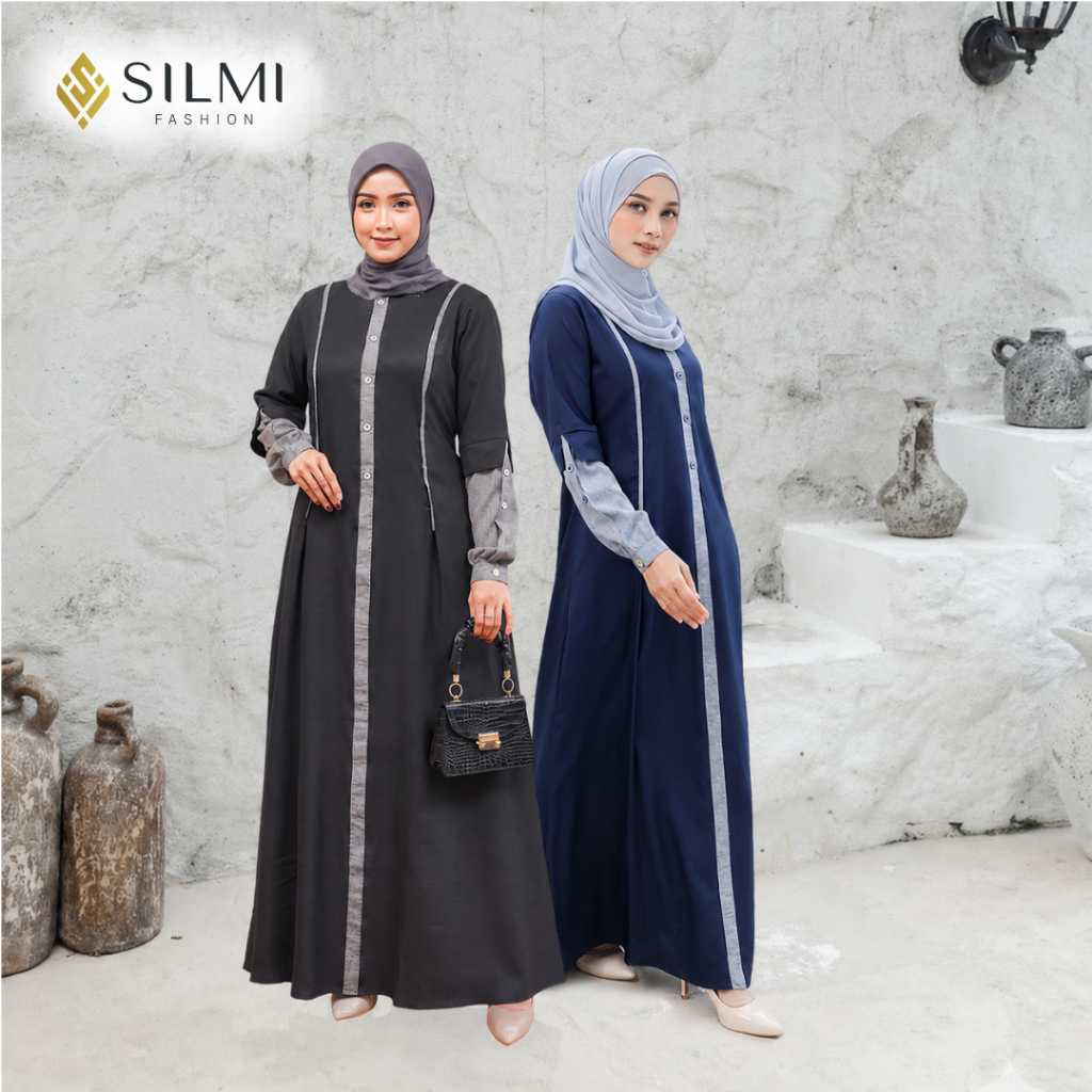 [SILMI] Elvira - Gamis Polos Kombinasi Simple Elegan