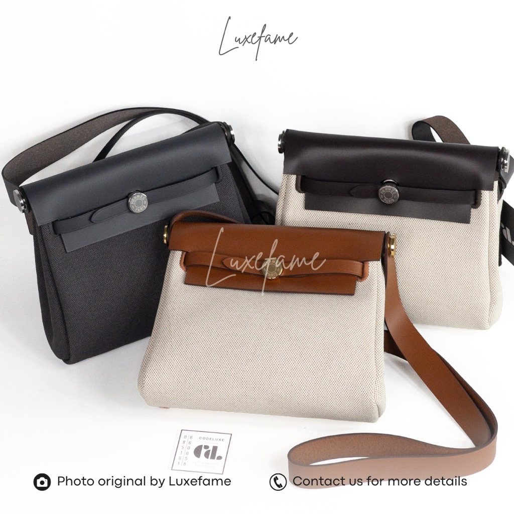 [LUXEFAME] Herbag Zip 20 Bag Canvas&Hunter Cowhide