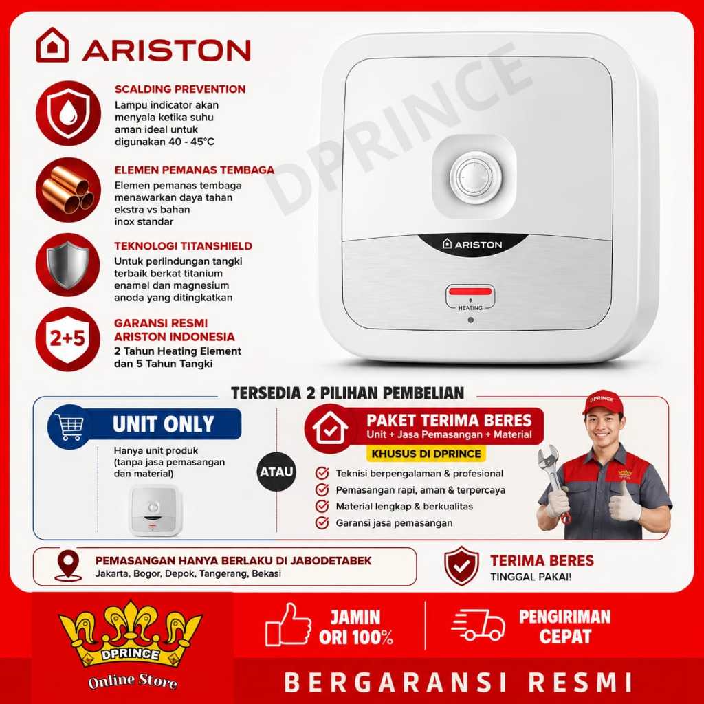 ARISTON WATER HEATER 10L/15L/30L PEMANAS AIR LISTRIK ANDRIS 2 B 10 L /15 L / 30L