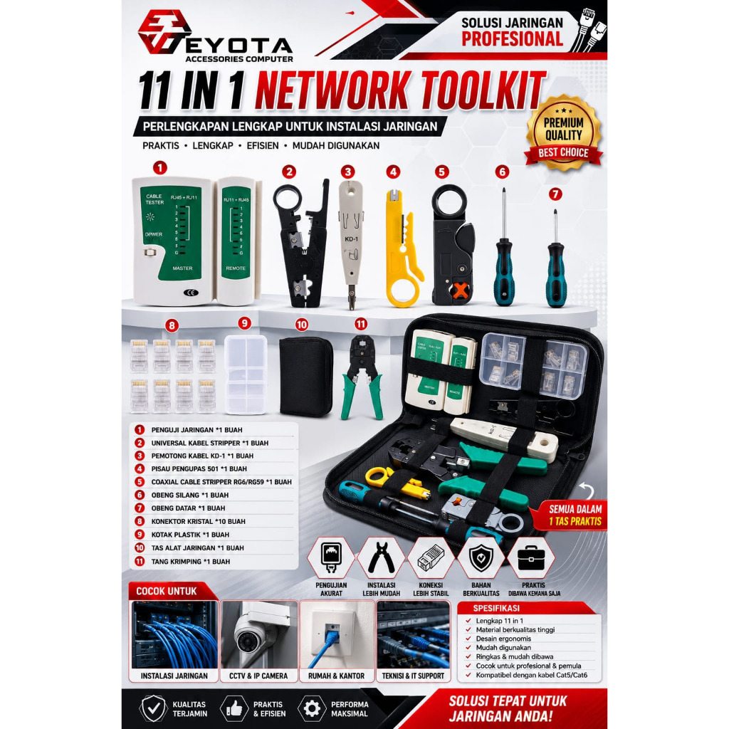 FTTH Fiber Optic Tool Kit With Fiber/fiber optic tool kit / Lan Tester Tool Kit