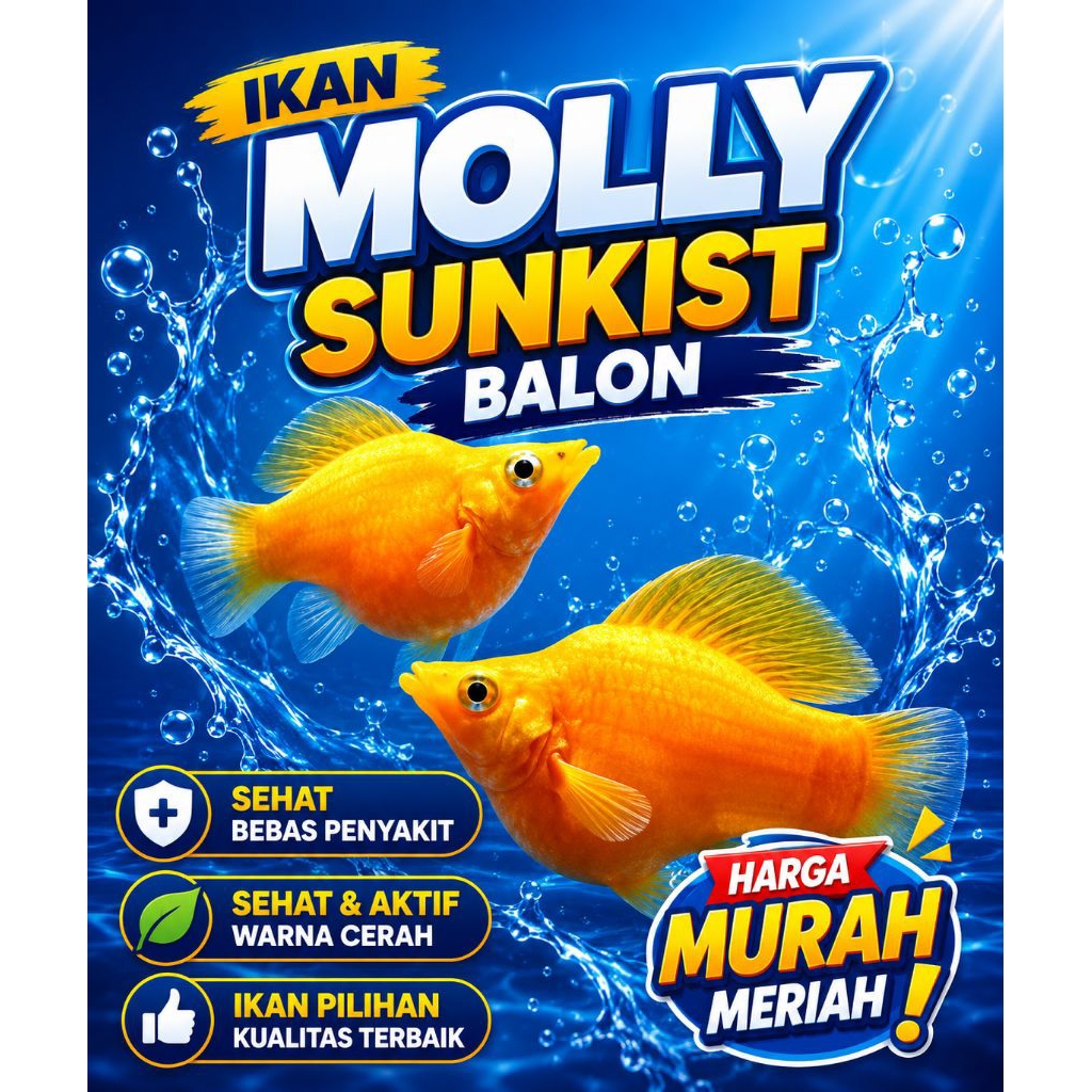 ikan molly balon orange sunkist