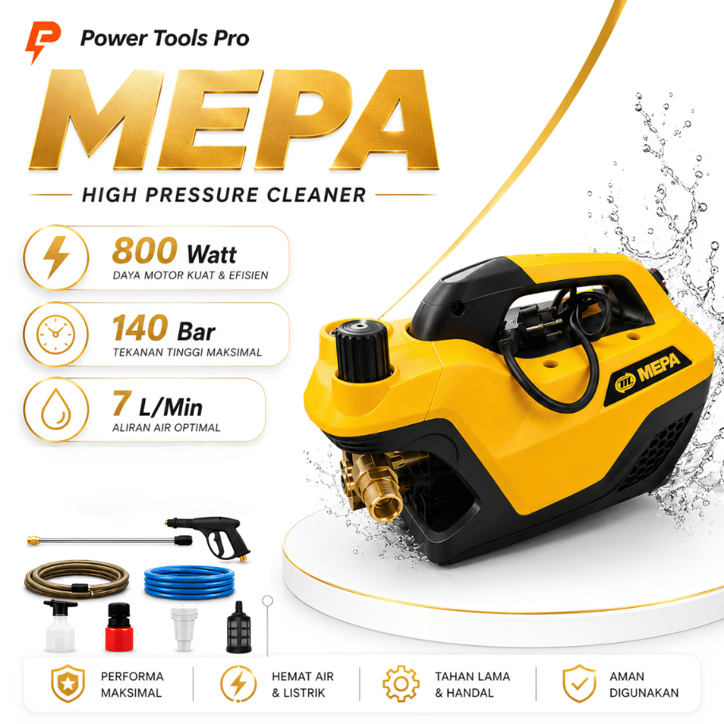 MEPA Mesin Cuci Steam Mobil & AC High Pressure Washer 500 Bar | Garansi 1 Tahun + Aksesoris Lengkap 