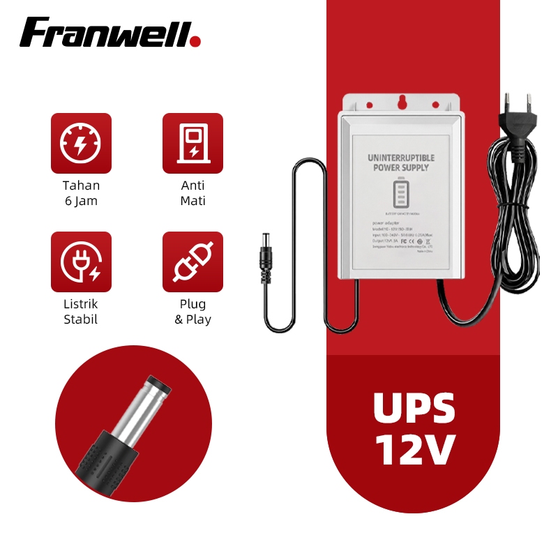 Franwell UPS 5V 12V untuk CCTV Modem Tetap Nyala 6 Jam Saat Mati Lampu Baterai Cadangan Anti Maling