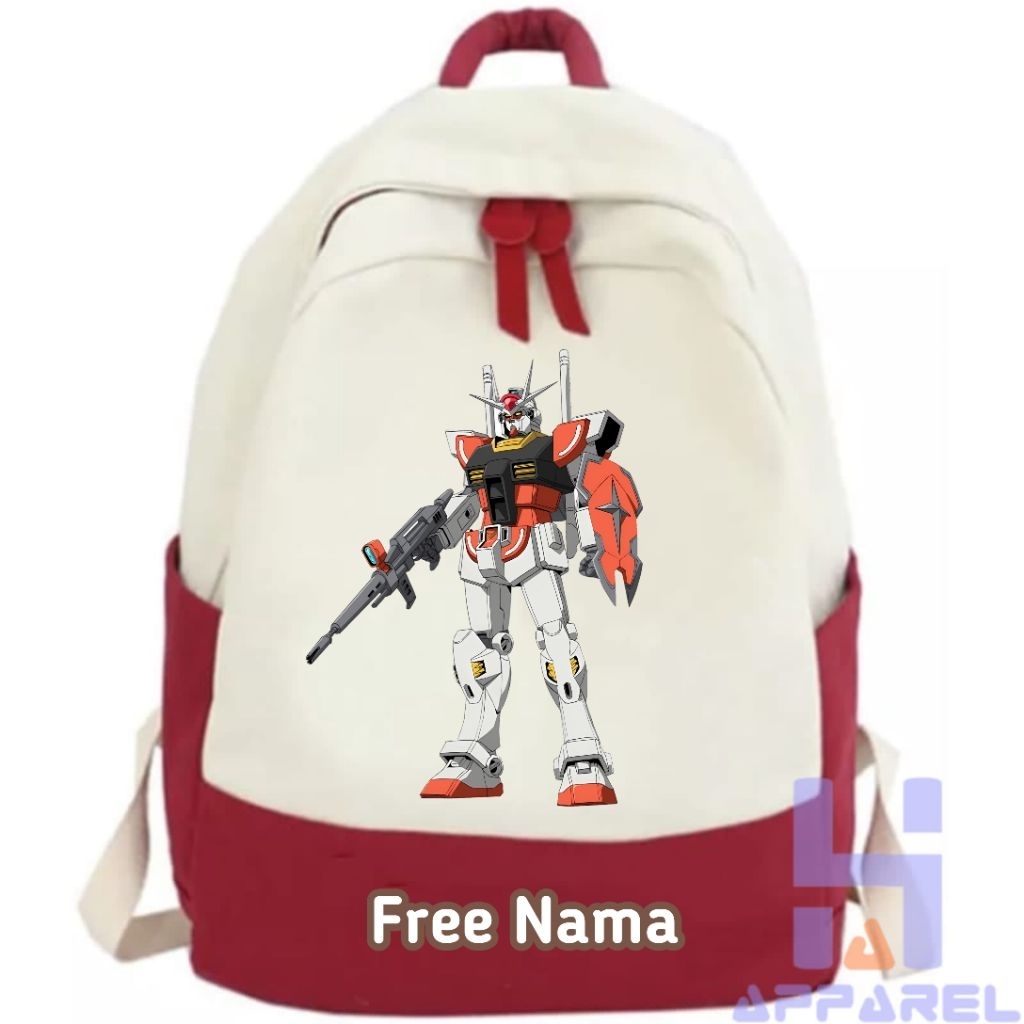 TAS RANSEL ANAK MOTIF ROBOT GUNDAM BAHAN PREMIUM FREE NAMA