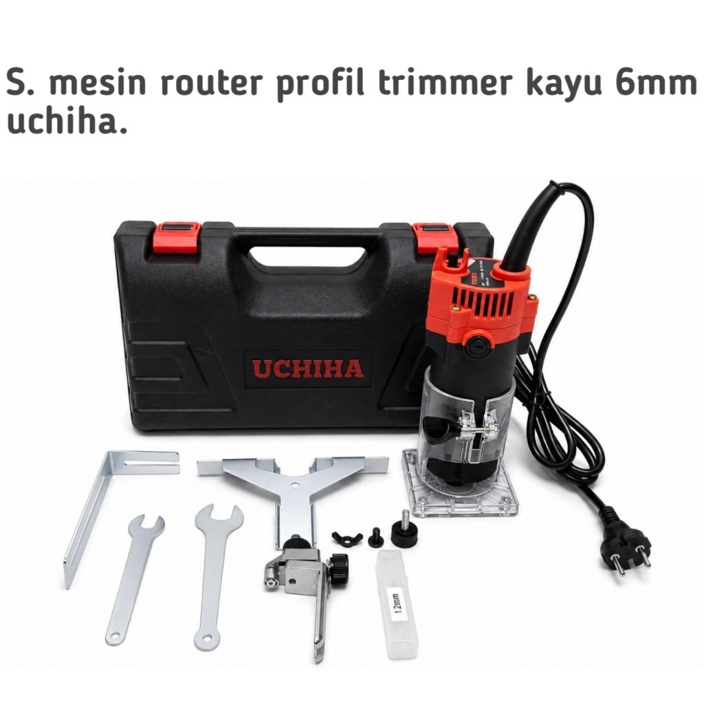 Mesin Trimmer Router Profil Kayu Uchiha 650W Wood Router Set Lengkap