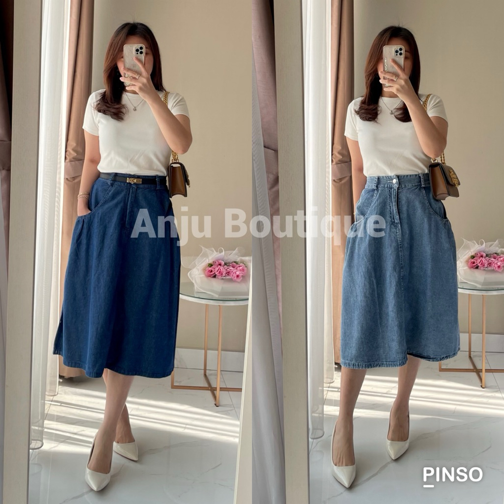 Diana Denim Skirt - ANJU | Rok Denim Wanita 7/8
