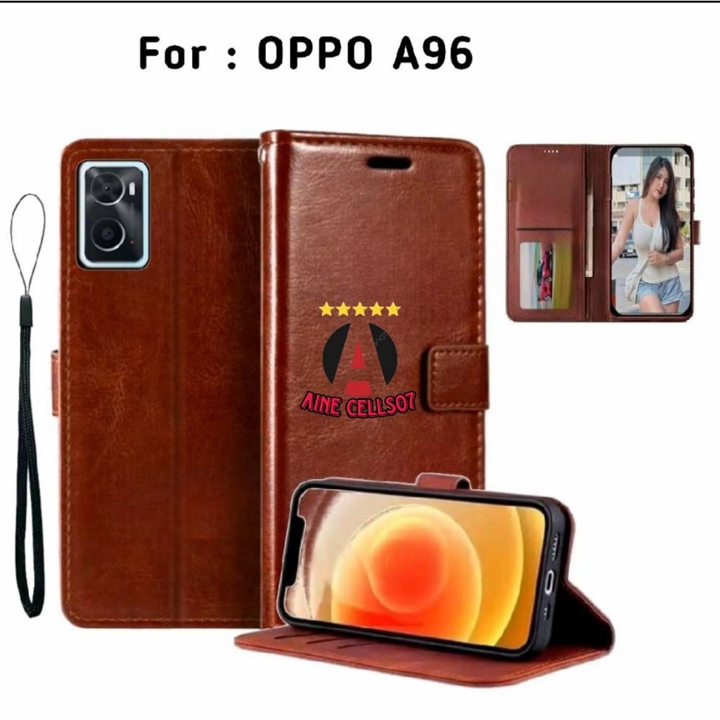 Flip Case OPPO A96 Leather Case Dompet Kulit Premium Terbaru