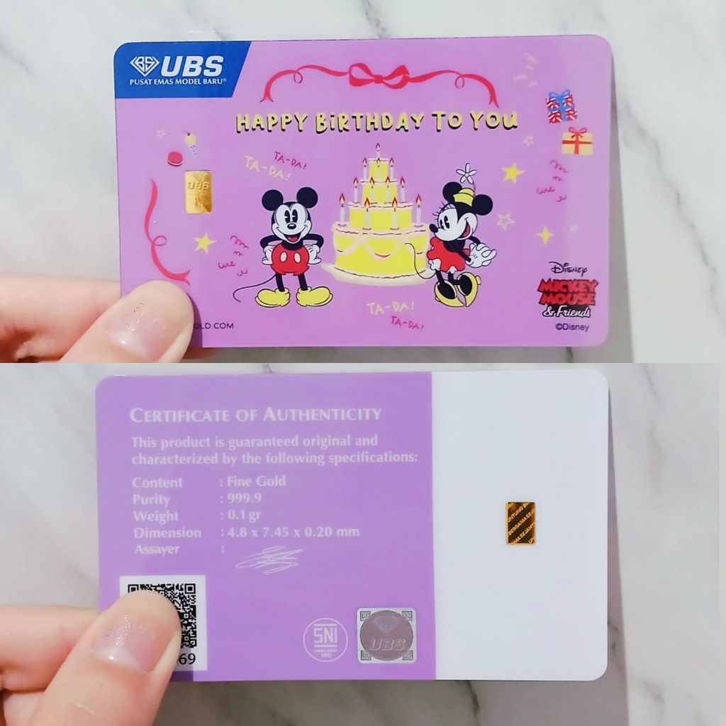 Logam Mulia UBS 0.1 Gram Mickey Happy Birthday LM UBS HBD 0.1 GR