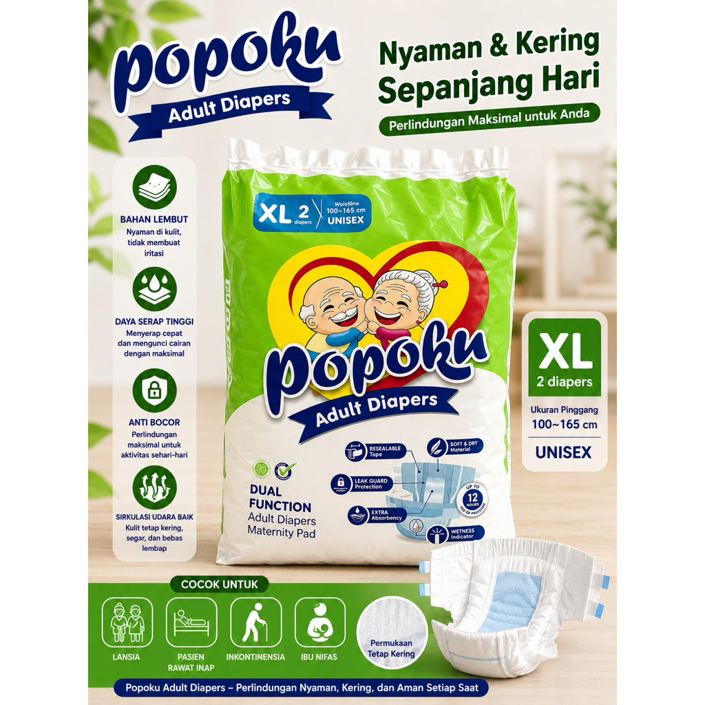 POPOKU ADULT DIAPERS SIZE XL