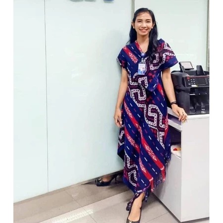 Yeeva Tenun Dress Etnik Gamis Tenun, Dress Lancip Elegan Baju Tenun Modern