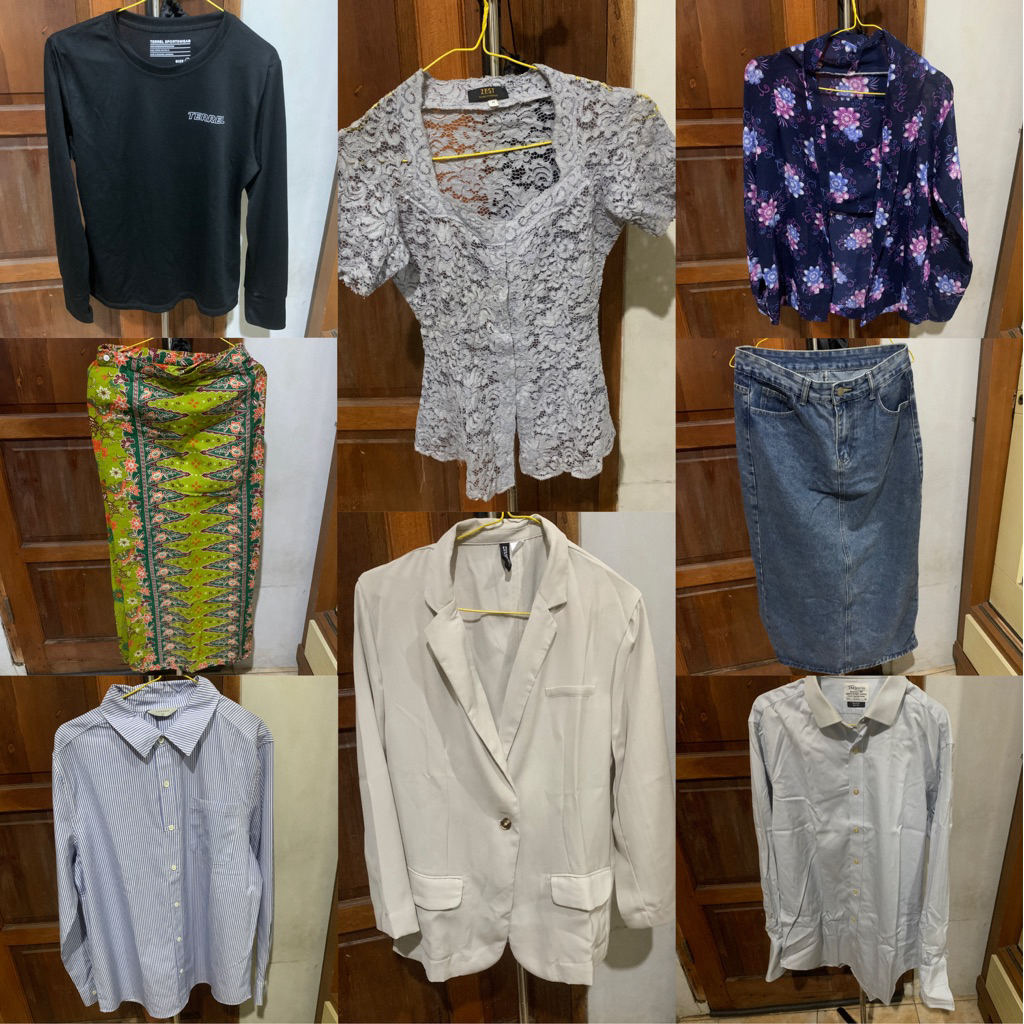 (PRELOVED) Blazer, Kebaya, Baselayer, Rok Denim