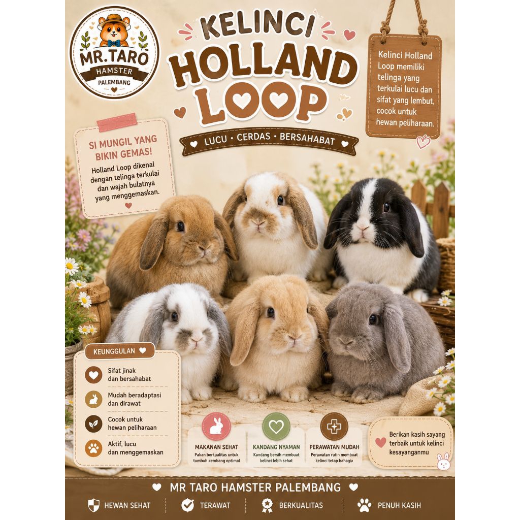 Anakan Kelinci Holland Lop  PALEMBANG - KHUSUS INSTAN