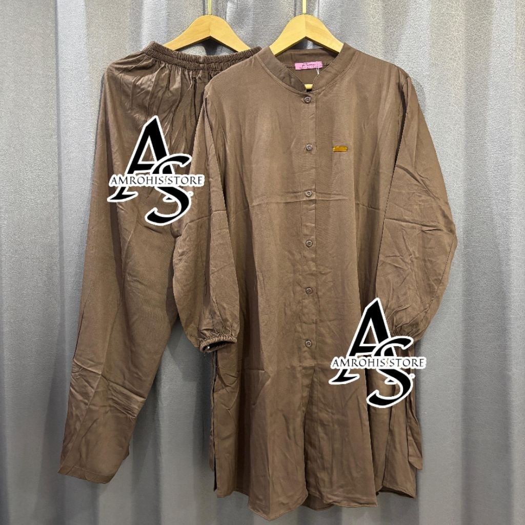 Setelan Long Tunik Polos Rayon Twill Premium Model Kekinian Terbaru