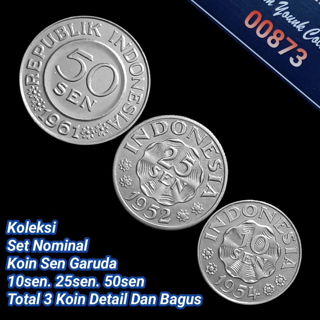 UKI003Coin Set Nominal Koin Garuda 10sen 25sen 50sen Total 3 Koin Detail Dan Bagus