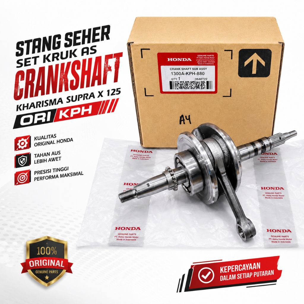 Stang Seher Set Kruk As Crankshaft Honda Kharisma Supra X 125 Ori Genuine KPH Original 1300A-KPH-880
