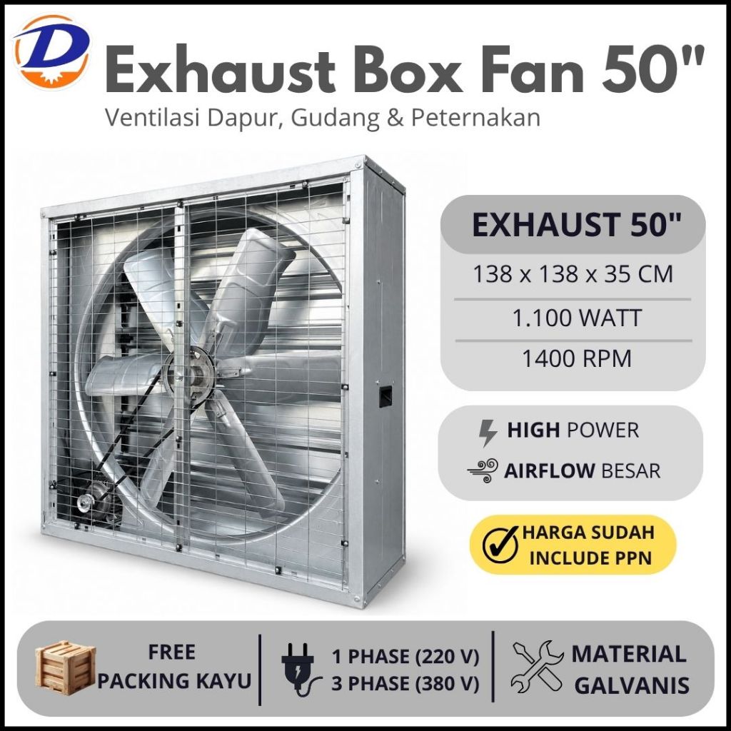 [ BEST SELLER ] EXHAUST BOX FAN 50 INCH GALVANIS -  Cocok untuk kandang ayam || Industrial || Restor