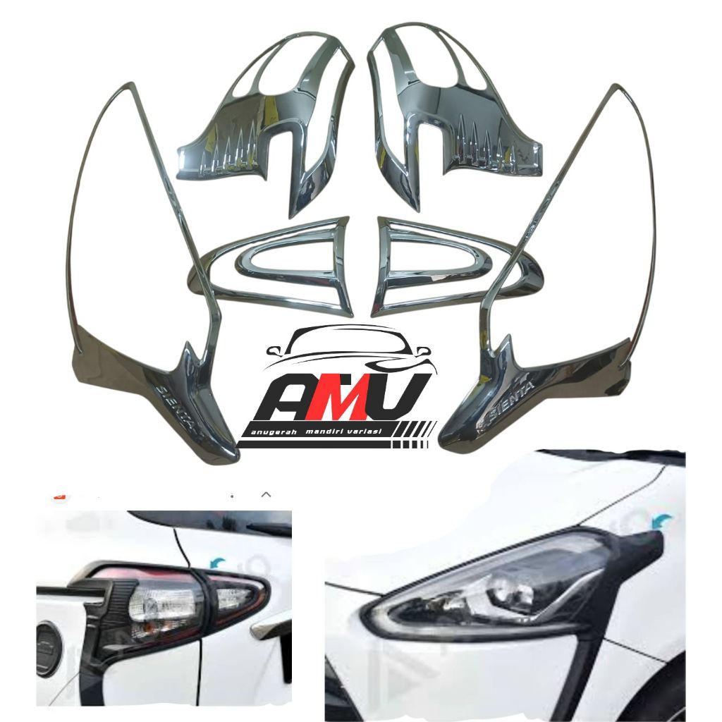 GARNISH LAMPU DEPAN BELAKANG SIENTA CHROME
