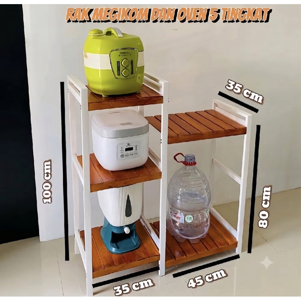 RAK GABUNG 5 TINGKAT | Rak mejikom | Rak Oven | Rak Dispenser | Meja Oven | Rak mejikom Rak Kayu ser