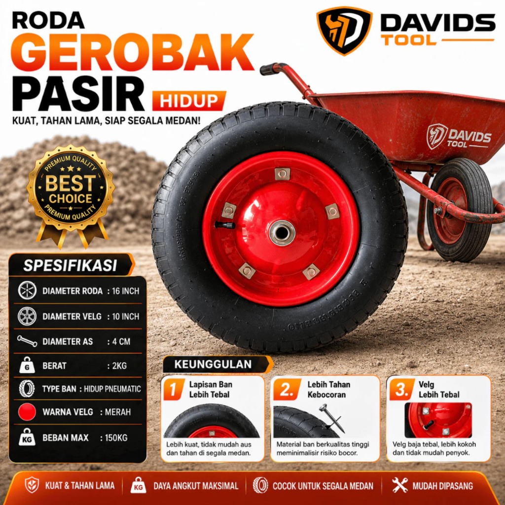 GROSIR Ban Arco Roda Gerobak Dorong Sorong Pasir / Ban + Velg 1 Set