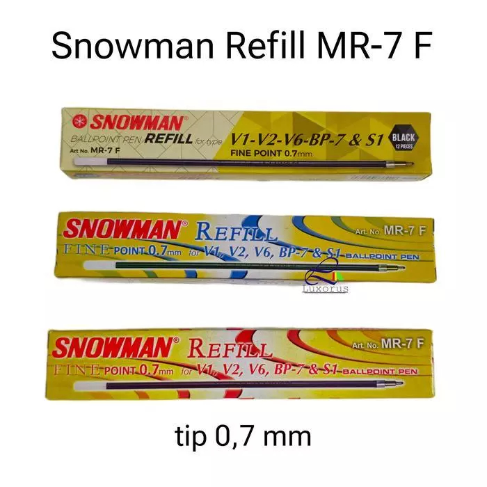 (PACK) Refill Pulpen Snowman V1, V2, V6, BP-7 & S1 Warna / SNOWMAN REFILL BALLPOINT V-1/V-2