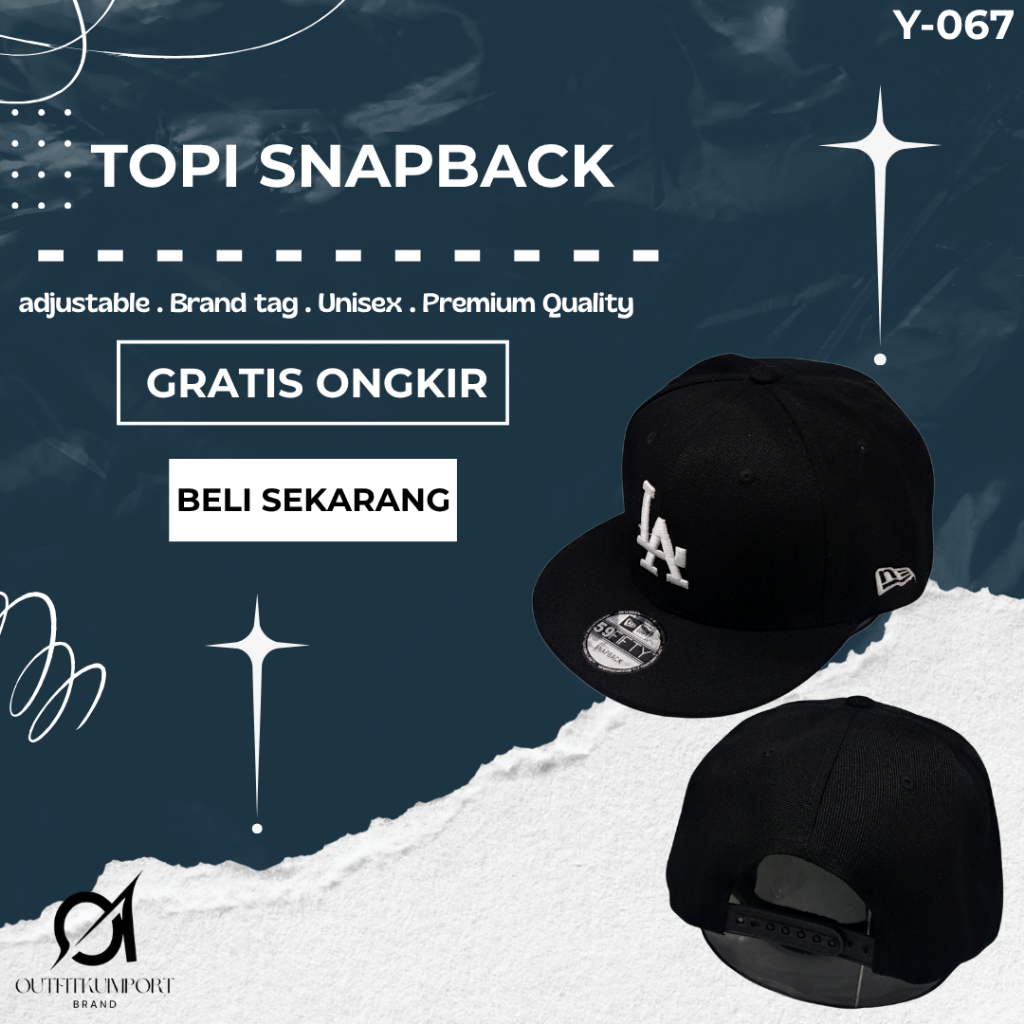 Y-067 Topi Snapback LA NewEra Black
